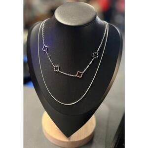 Two Layer‎ Clover Necklace Stainless Steel PVD Gold Coating